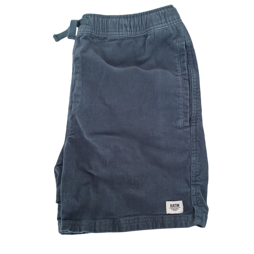 Katin Corduroy Shorts Mens Medium Blue Elastic Waist Surf Cotton Spandex